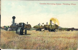 CANADA, Manitoba Farming, MB Steam Engine Thresher, Horse & Wagon, Stamp 1908