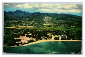 Vintage 1953 Postcard Aerial View Waikiki Beach Royal Hawaiian Moana Surfrider