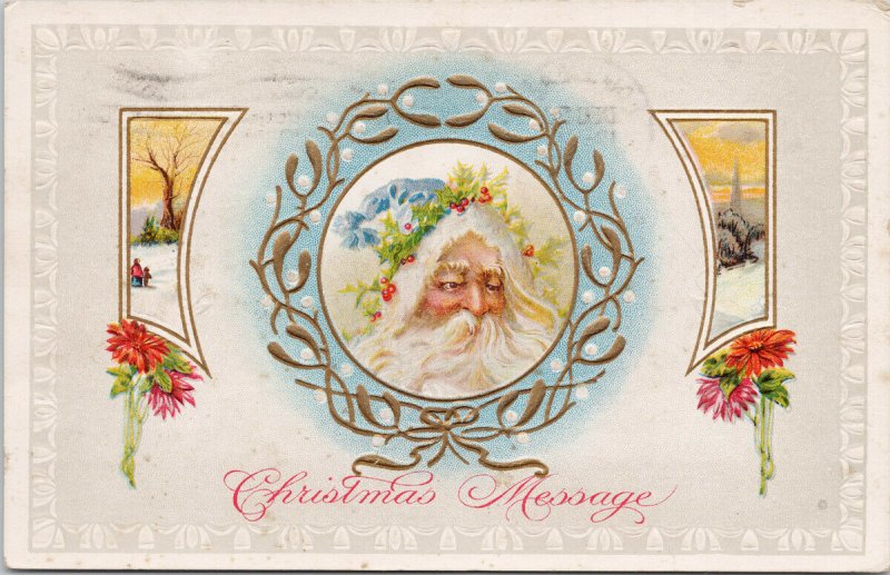 Santa Claus Christmas Message JJ Marks #517 Embossed Postcard G33