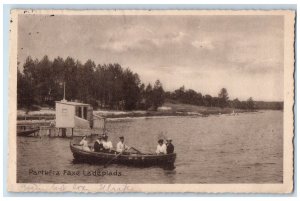 1925 Boating Scene Parti Fra Faxe Ladeplads Denmark Vintage Posted Postcard