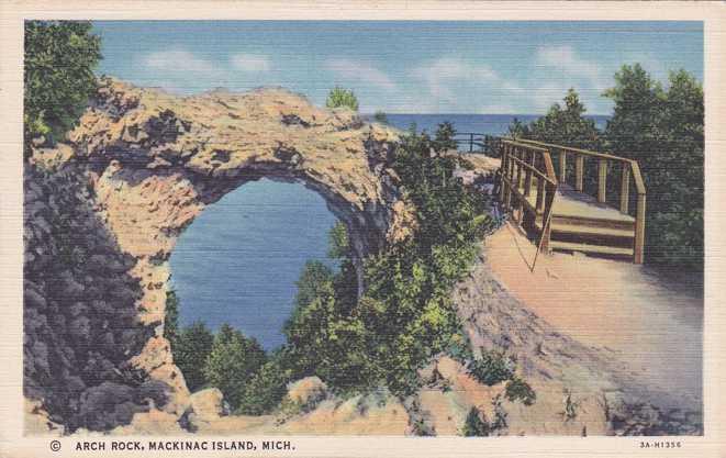 Arch Rock - Mackinac Island - Lake Huron MI Michigan pm 1936