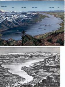 SWITZERLAND   LAC LEMAN  2 MAP POSTCARDS postcard