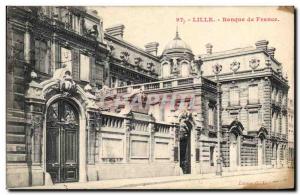 Postcard Former Bank of France Lille tax stamps
