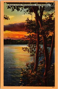View Of A Sunset On Lake Winnipesaukee, New Hampshire Postcard WOB DB 2 Cent 