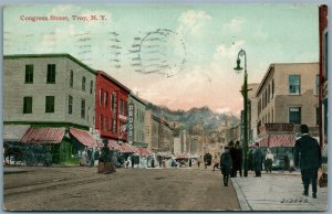 TROY NY CONGRESS STREET 1915 ANTIQUE POSTCARD