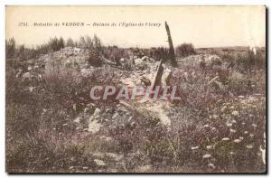 Old Postcard Battle of Verdun From Ruins & # 39Eglise Feury From Army