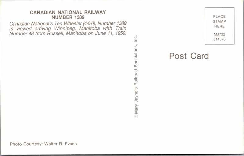 Postcard TRAIN SCENE Winnipeg Manitoba MB AO8255