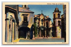 Plaza De La Catedral Havana Cuba UNP Linen Postcard B19