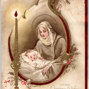 c1930s Baby Jesus Christmas Wishes Greetings Card Joy Peace Jefferies Manz 5A