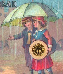 1880s J&P Coats Spool Thread Children Rain Umbrellas P162