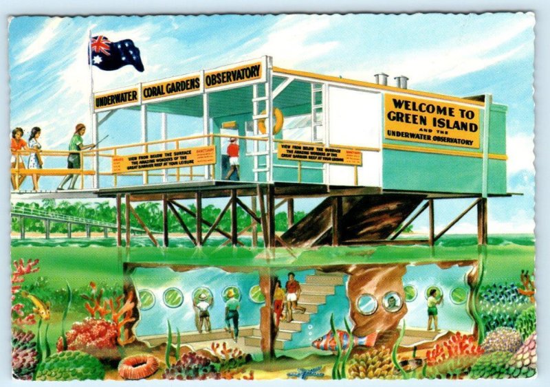 GREEN ISLAND, Great Barrier Reef Australia UNDERWATER OBSERVATORY 4x6 Postcard