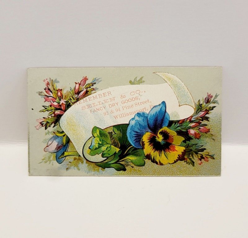 Antique Victorian c1890s Grocery Business Card Sellen Penn 3.25 x 1.75 