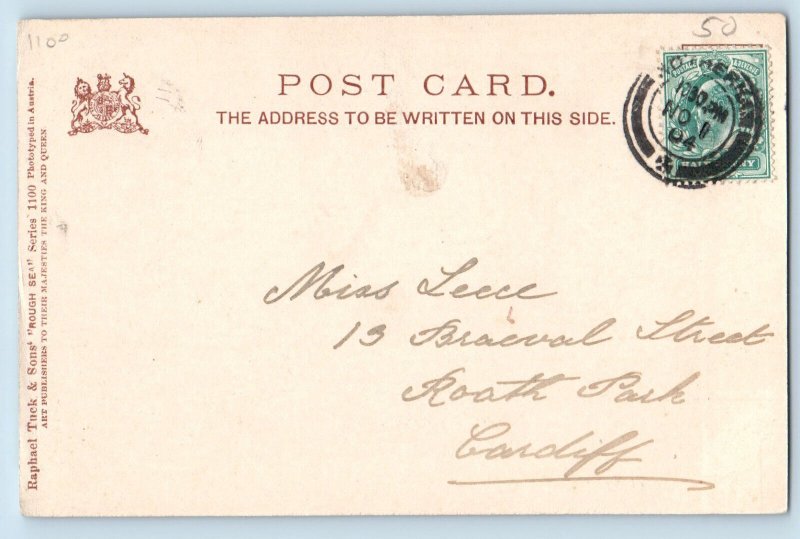 Sussex England Postcard The West Pier Brighton 1904 Rough Sea Tuck Art