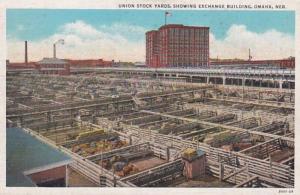 Nebraska Omaha Union Stock Yards Showing Exchange Building Curteich