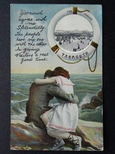 GT. YARMOUTH Life Buoy, The People Give Visitors a Real Good Time c1910 Postcard