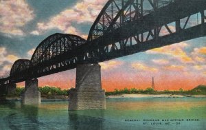 General Douglas Mac Arthur River Bridge St. Louis Missouri MO Vintage Postcard