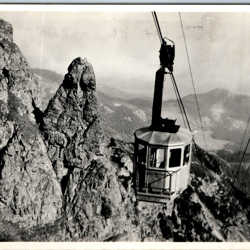 c1950s Poland View RPPC Tatry Mountains Cable Car Real Photo Postcard PTTK 1G