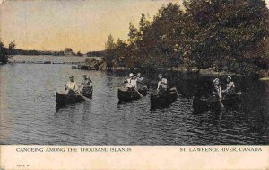 Canoeing Among The Thousand Islands St Lawrence River Canada 1910c postcard