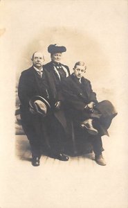 Two Men and a Woman Altantic City NJ Real Photo Unused 