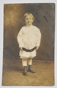 RPPC Darling Child Dressed Up Portrait Edwardian Crescent Studio NJ Postcard B27