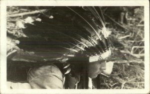 Native American Indian Headdress Missoula MT Cancel & Message 1920 RPPC