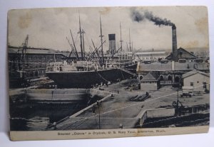 Steamer Dakota In Drydock US Navy Yard Bremerton Washington Boat Ship Postcard