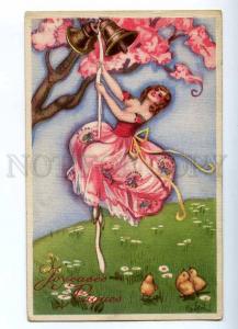 187389 EASTER Girl FAIRY Bell by CHIOSTRI overprint ART DECO