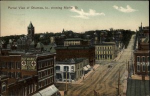Ottumwa Iowa IA Market Street Bird's Eye View c1910 Vintage Postcard