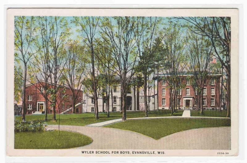 Wyler Boys School Evansville Wisconsin postcard