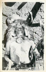 Postcard RPPC 1940a New Mexico Pueblo Indian Buffalo dancer Frasher NM24-2735