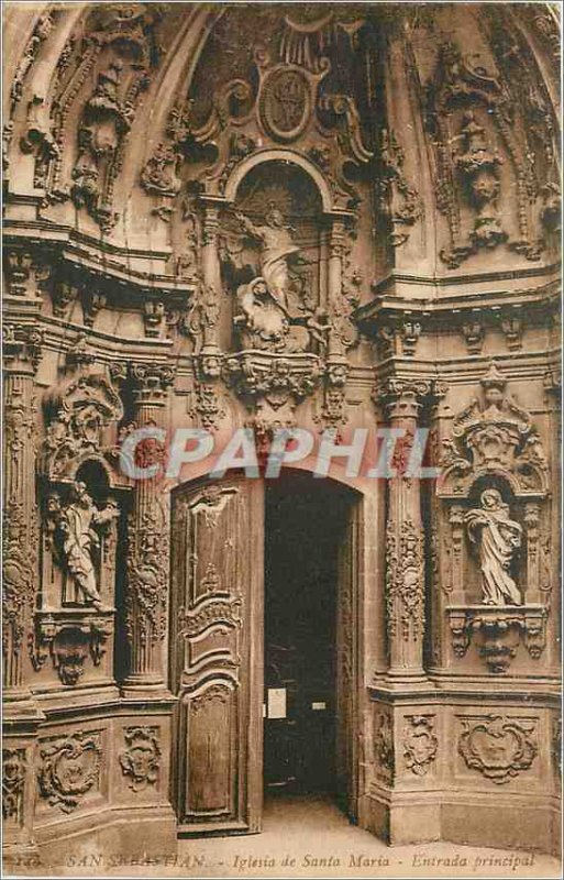 Postcard Old San Sebastian Iglessia Santa Maria Entrada principal