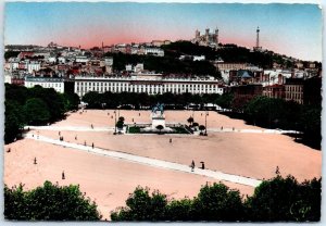 Postcard - Bellecour Square and Fourviere Hill - Lyon, France