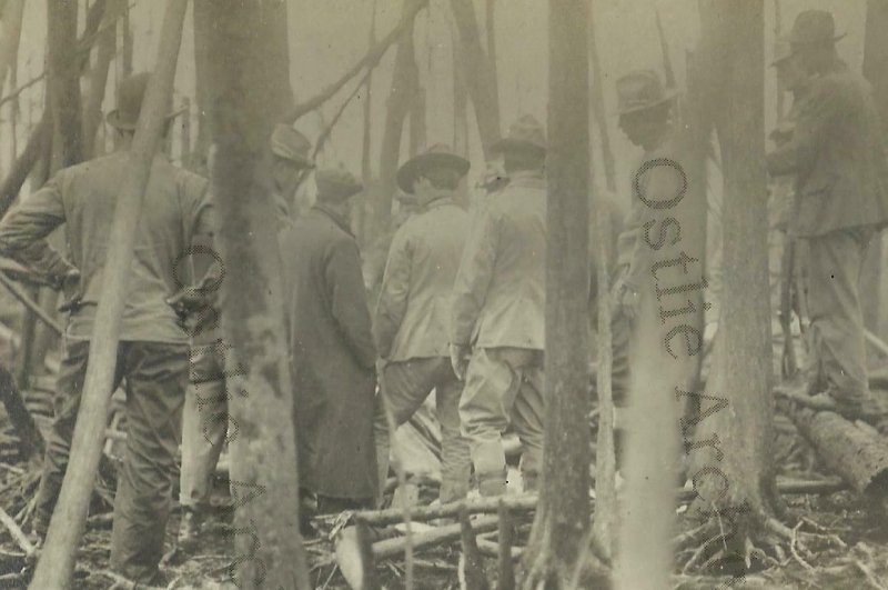 Baudette MINNESOTA RPPC 1910 DEAD BODY Search Party FOREST FIRE nr Spooner