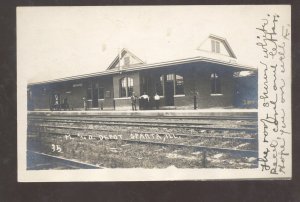 RPPC SPARTA ILLINOIS RAILROAD DEPOT TRAIN STATION 1907 REAL PHOTO POSTCARD