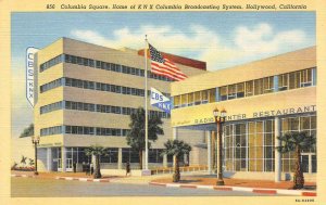Columbia Square Home of KNX CBS Hollywood, CA c1940s Vintage Linen Postcard