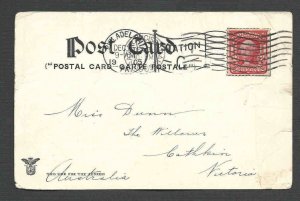 DATED 1905 VINTAGE PPC PA TO AUSTRALIA HSD CREASED STILL SCARCE USAGE