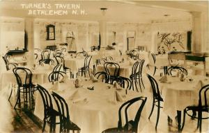 RPPC Postcard Turner's Tavern Interior Bethlehem NH Grafton County,