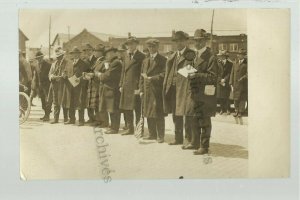 RPPC c1910 BICYCLE RACE Bicycles OFFICIALS POSING Newspaper Reporters? #4 Bike