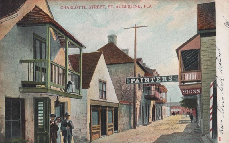 CHARLOTTE STREET ST. AUGUSTINE FLORIDA RPO POSTCARD 1906