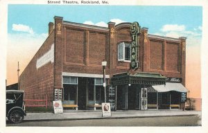 Rockland ME Strand Theatre Posters Old Car Postcard