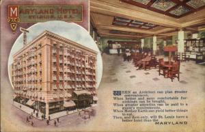 St. Louis MO Maryland Hotel & Poem c1910 Postcard