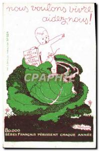Old Postcard Political Satirical french 80,000 babies perish each year Choux ...