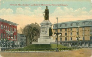 Portland Maine Soldiers & Sailors Monument, Electric Light & Power Postcard Used