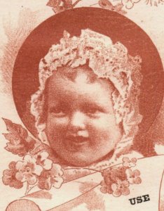 1880s Warren's Tooth-Ache Drops Mfg. By Rufus E. Smith Cute Smiling Baby F147