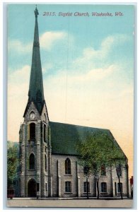 1916 Baptist Church Chapel Exterior Waukesha Wisconsin Vintage Antique Postcard