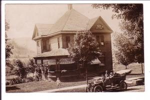 Real Photo, Vintage Convertible Car, Boy on Tricycle, CYKO