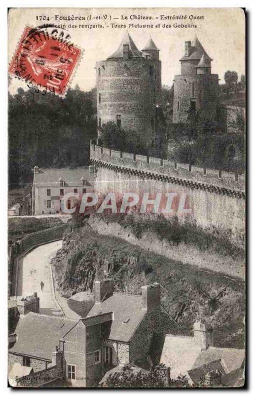 Old Postcard Fougeres Chateau Extremity West corner of the ramparts Tours Mel...