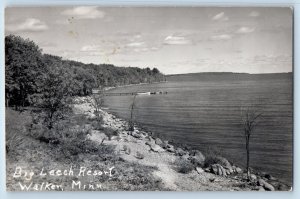 Walker Minnesota MN Postcard RPPC Photo Big Leech Resort 1949 Posted Vintage