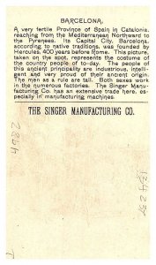 1892 Singer Manufacturing Trade Card -  Spain