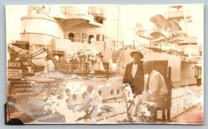 RPPC US Navy Cruiser Houston  President Roosevelt Panama Canal Trip  Postcard